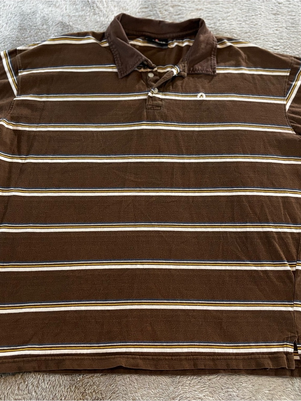 Airwalk Brown Striped Polo with White & Blue Accents